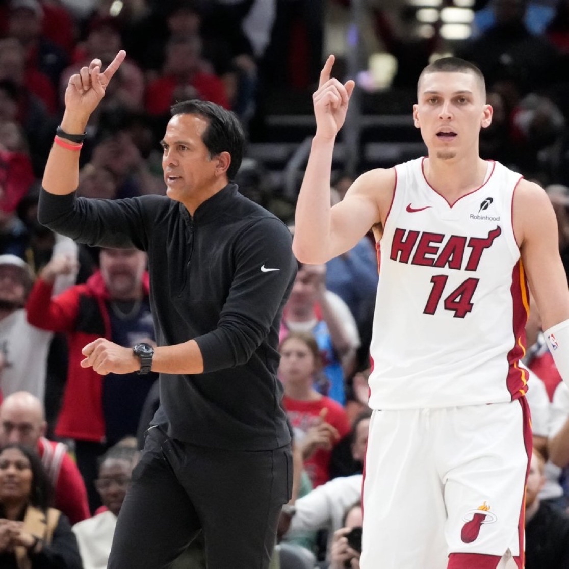 包含加时末段迈阿密热火调整名单以备足总杯，外线爆发环节打磨，媒体盛赞，赛季目标并未改变的词条